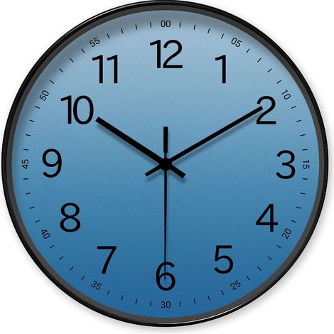 Horloge murale ronde bleue minimaliste (8 pouces) avec index des minutes clairs (piles non incluses) (1/5)