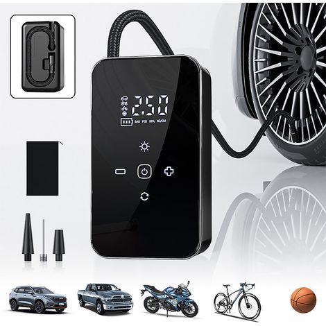 Compresseur Portatif Sans Fil - Manomètre Numérique - Pour Pneus Voiture Vélo Balles - Éclairage LED Intégré - Charge USB-C - 144 x 81 x 58 mm - 3900 mAh (1/5)