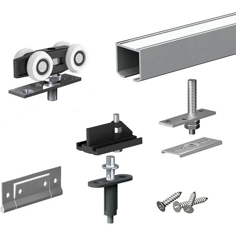 Slid'Up By Mantion – Système coulissant pliant pour porte de séparation 2 panneaux – Rail aluminium 1,2 m – Charge max 40 kg – Coulissant suspendu (1/5)