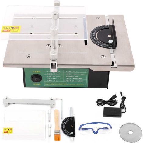 Scie circulaire de table compacte réglable, machine de découpe d'établi pour bricolage manuel, métal et plastique, AC110-240V, prise US (1/5)