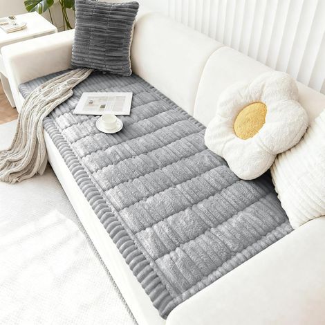 Universal Thick Non Slip Sofa Cover 2 3 4 Seater Soft Corduroy Pet Sofa Cover Washable Cushion for Living Room (Grey, 70x180cm) (1/5)