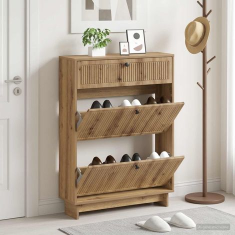 vidaXL Shoe Cabinet EDE 78 x 24 x 103 cm Engineered Wood Artisan Oak (1/5)