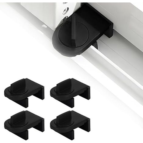 Juego de cerraduras de 4 piezas para puertas correderas, con tope ajustable, cerradura de seguridad para ventanas, tope para ventanas correderas, no requiere perforación, para puertas y ventanas corre (1/5)