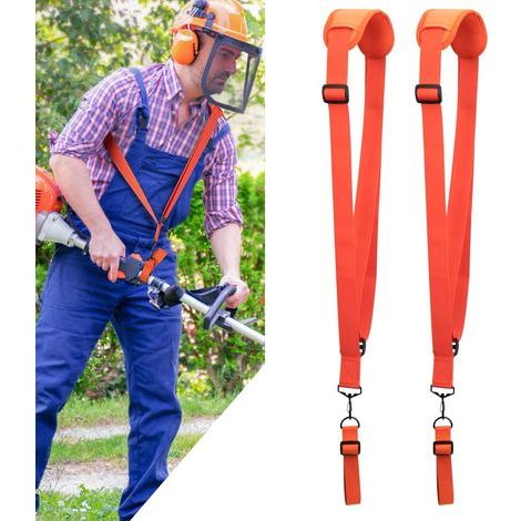 Harnais Débroussailleuse - Tondeuse à Harnais Une Epaule avec Ceinture de Nylon Durable Adjuestable pour STIHL FS,Taille-Bordures série km (2 Pièces) 2 Sangles Orange (1/5)
