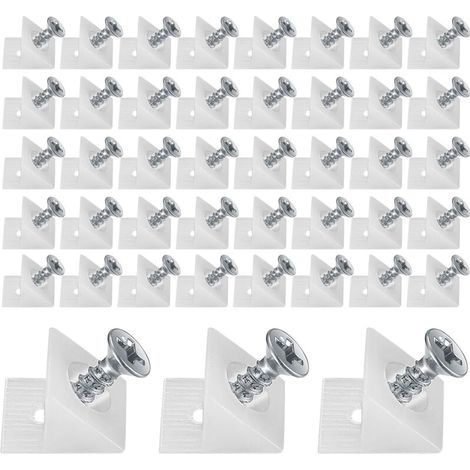 50 Pièces Cales en Plastique pour Meuble Tiroir,Renfort Tiroir Connecteur Arrière Stabilisateurs,Fond de Tiroir Connecteur avec Vis,pour Réparer Affaissement Étagère Meuble,Blanc (50, Blanc)