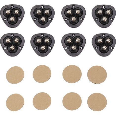 Lot de 8 roulettes pivotantes 360° acier inoxydable adhésives pour meubles et électroménagers charge max 50 kg (1/5)