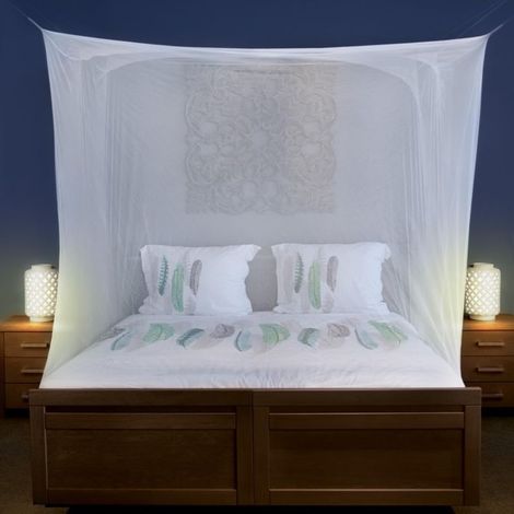 200x200x150cm Moustiquaire pour Lit Double à King Size — Ciel de Lit sans Ouverture Baldaquin Anti-Insectes pour Lit Queen, Matériaux Légers & Sac de Voyage (1/5)