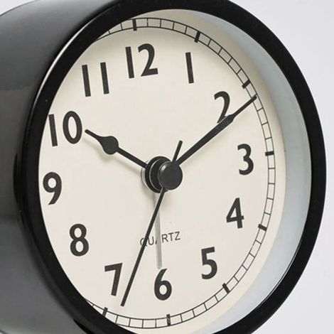 Réveil - Horloge De Table Rond - Métal - Veilleuse Intégrée - Alarme Réglable - Pour Chevet Étudiant Ou Décoration Intérieure - 1 Pièce (1/5)