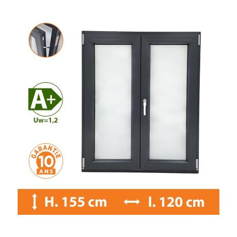 Fenêtre 2 Vantaux Gris - H.155 x l.120 cm (1/5)