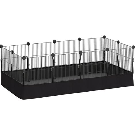 Recinto modulare per piccoli animali 12 pannelli con tappetino impermeabile 120x60x40 cm nero (1/3)