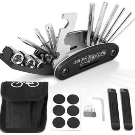 Trousse D\'outils De Vélo, Outils Réparer Pour Velo 16 En 1 Ensemble Bicyclette Réparation Kit Outil Multifonction Vélo Réparation (1/3)