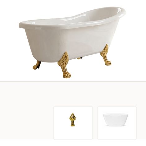 Baignoire îlot LEONA 160x75 pieds doré RT (1/5)