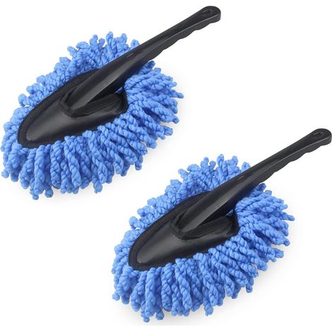 2 Pièces Brosse à Cire pour Voiture, Brosse De Détail en Microfibre Douce Outil D'essuyer Poussière, Brosse Dépoussiérante Portative pour La Voiture, Brosses pour Vélo, Bateaux(Bleu) (1/5)