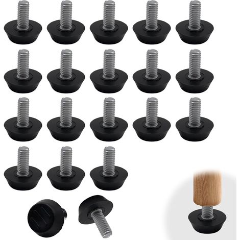 20PCS Adjustable Feet for Furniture, M8 x 10 x 23mm Adjustable Glide Levelling Feet, Rubber Feet, Furniture Levellers, Furniture Leveller Foot Floor Protector for Cabinets, Tables, Chairs, Desks (1/5)