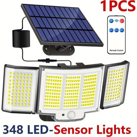 Lampada solare da esterno con rilevatore di movimento, luci solari da giardino, applique solare con sensore, energia solare, 348 LED, grado di protezione IP65 (1/5)