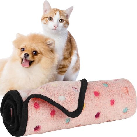 tapis En Peluche Pour Chien (s, Rose), Motif Pois, Peluche Moelleuse En Molleton De Corail, Paissie Pour Garder Au Chaud En Hiver, Mignon Et Lava (1/5)