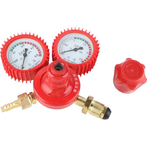 Manometer für Propangasflaschen, klares und präzises Zifferblatt, rutschfester Drehknopf aus Aluminiumlegierung, robuster Gasregler.