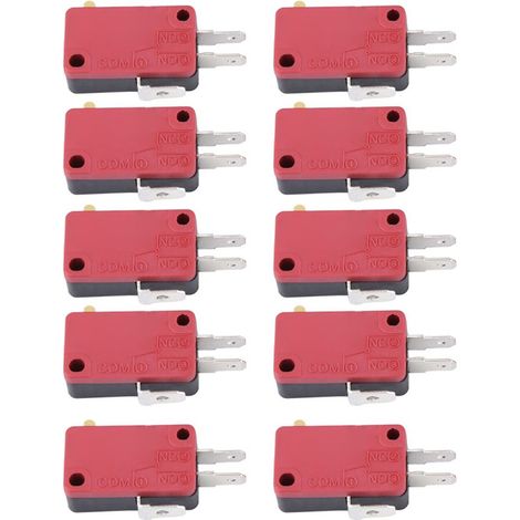 Lot de 10 micro-interrupteurs à bouton-poussoir rouges à 3 broches de remplacement pour jeux d'arcade (1/5)