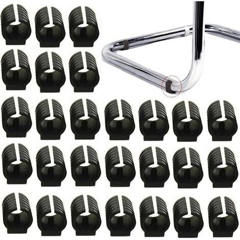 CSPARCV 32 Stück Stuhlbein-Schoner, Rohrendkappen, Bodenschutz, Möbel, U-förmige Kunststoff-Stuhlkappen, Stuhlbeinkappen, Silikonschlauchklemmen (25 mm, Schwarz)