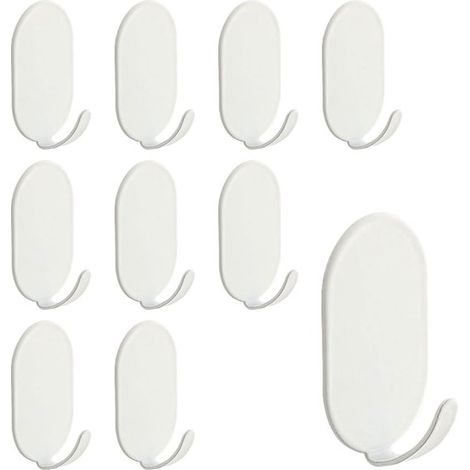 10 selbstklebende Handtuchhaken aus weißem Kohlenstoffstahl für Badezimmer, Schlafzimmer, Küche und Büro (1/5)