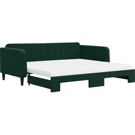 Maison Exclusive - Divano Letto Estraibile Materassi Verde Scuro 100x200 Velluto