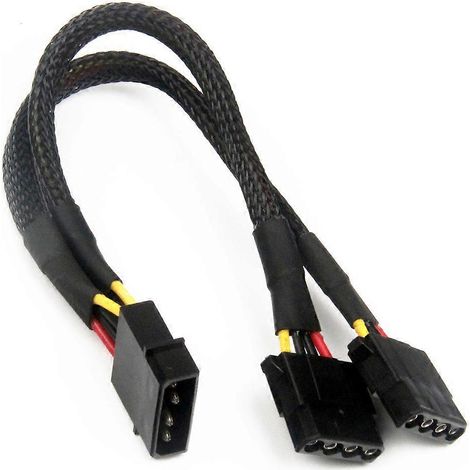 Câble d'alimentation 1 à 2 ports de type D à 4 broches en cuivre étamé pour ordinateur (20 cm) (1/4)