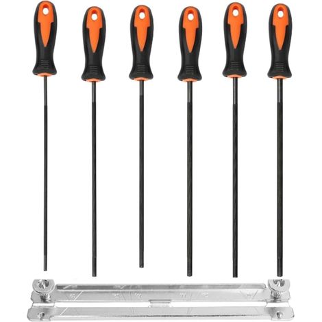6-teiliges Kettensägenfeilen-Set mit Griffen, 3,2 mm, 4,0 mm, 4,5 mm, 4,8 mm, 5,2 mm, 5,5 mm, geeignet für Heimwerker und Profis. (1/5)