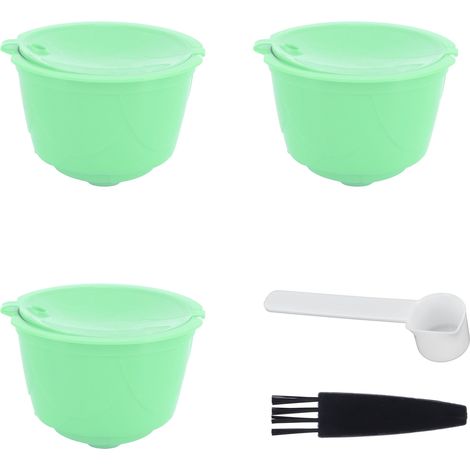 Lot de 3 capsules de café vert, filtre inox pour machine DOLCE GUSTO, avec cuillère et brosse (1/5)