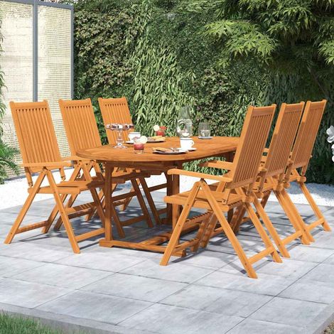 Ensemble à manger de jardin 7 pcs-Salon de jardin Bois d'acacia massif 120-170 cm 766478 (1/5)