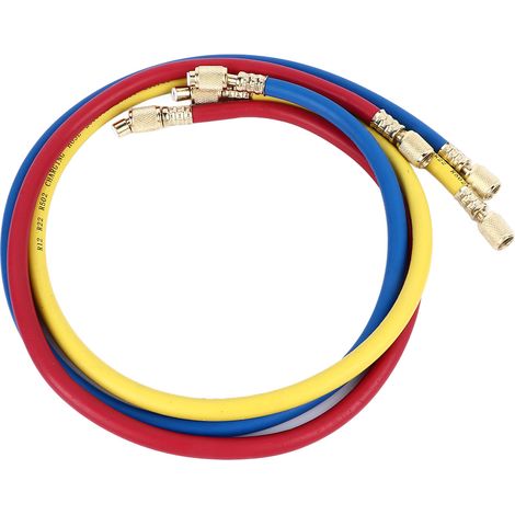 Tuyau charge frigorifique clim HVAC manifold R22 caoutchouc 3 couleurs bleu rouge jaune 0.9m lot de 3 (1/5)