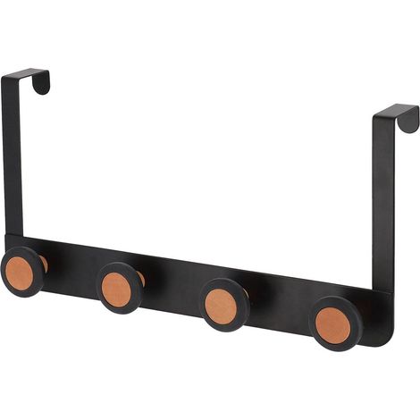 Kleiderhaken aus metall und holz mit 4 haken – schwarz - Tendance (1/4)