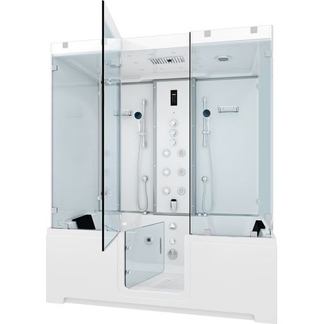 Kombination Badewanne Dusche K80-WS-TH-A-SC-EA Duschtempel 100x180 cm aktive Schlauch-Reinigung (1/5)