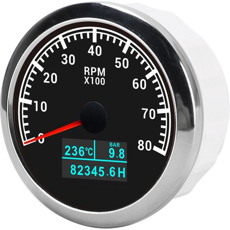 Compteur 3-en-1 Tachymètre Température d'Eau Pression d'Huile Affichage Horamètre Aiguille IP67 Noir Cadran pour Auto Camion Bateau (1/5)