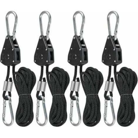 [NEVER USED] 4 ratchet cords with hooks for lamps or plants, adjustable hook cords 240 cm long (2 pairs)
