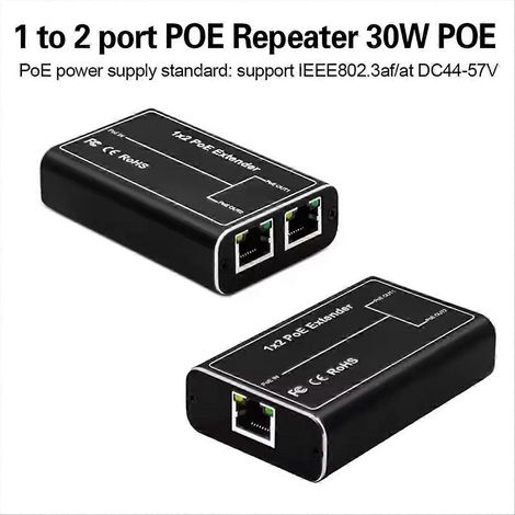 Répéteur PoE Gigabit 2 ports 100/1000M, 30 W, IEEE 802.3af/at, Plug & Play pour commutateur PoE, NVR et caméra IP (1/5)