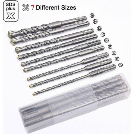 Foret SDS-Plus - 5 mm - Pour Béton Brique Pierre - Longueur 160 mm - Lot de 9 (1/4)