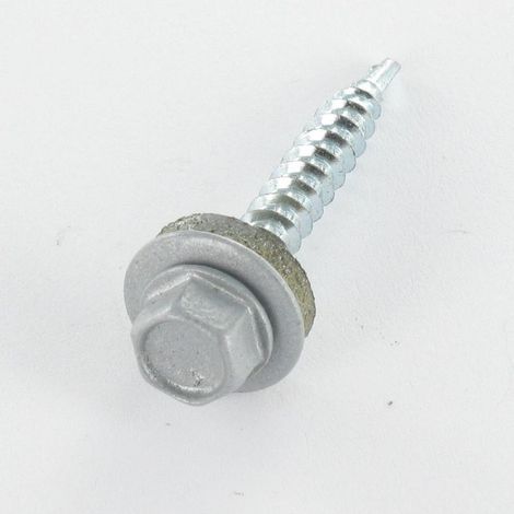 Vis autoperceuse Tête hexagonale TH 4.8X28 Rondelle d'étanchéite EPDM Acier zingué RAL9006 aluminium blanc-1 pièce