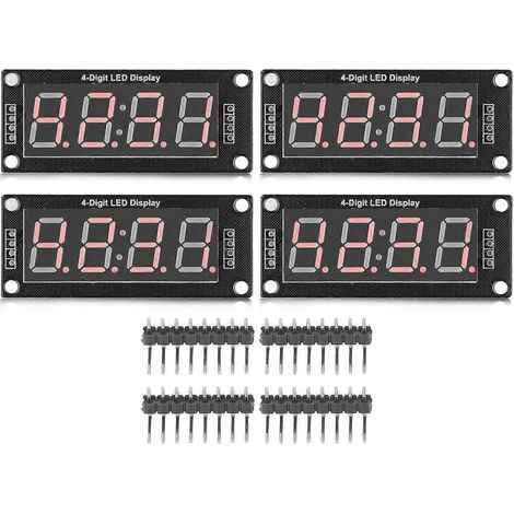 4er-Set 4-stellige digitale LED-Röhrenanzeige, 7-Segment-Uhrmodul TM1637, 0,56 Zoll, Rot, MRA041D
