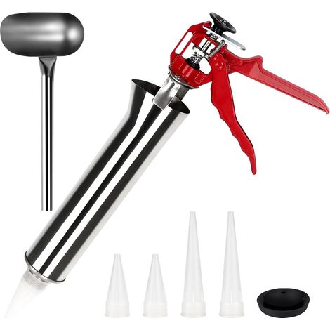 Pistolet à Calfeutrer Ciment en Acier Inoxydable Pistolet à Coulis pour Mortier Pistolet Applicateur de Mortier Pompe à Béton de Joint Seringue à Cemento avec Accessoires (1/5)