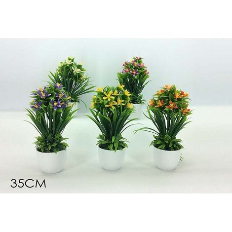 Pianta piantina artificiale con vaso cachepout fiori per decorazioni casa bagno (1/5)