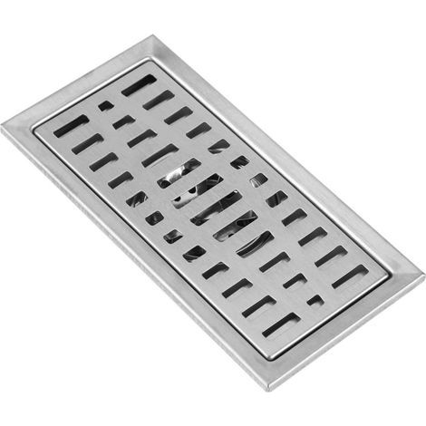 Bonde de sol rectangulaire pour douche, en acier inoxydable, 20 x 10 cm, récupérateur de cheveux pour salle de bain et cuisine. (1/2)