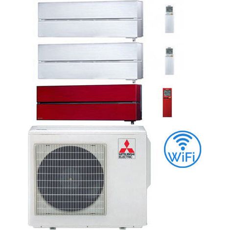 Mitsubishi Kirigamine Style Wifi R32 Klimaanlage Rot + Perlweiß Trial Split Inverter 9000 + 9000 + 18000 BTU mit E.U. MXZ-4F80VF NEU Klasse A++/A+