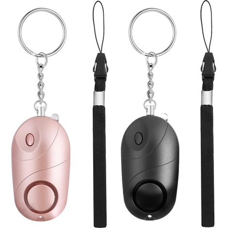 2 Pièces (Rose, Noir) Alarme Personnelle, Alarmes de Poche de 135 décibels avec lumières LED, Porte Clef Defense pour Les Femmes et Personnes âgées (1/5)