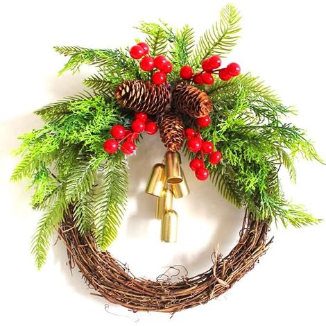 Couronne bohème festive à suspendre, arbre de Noël alternatif pour porte d’entrée, installation facile et rapide (1/4)