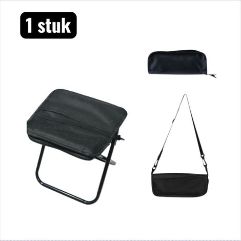 Tabouret de camping pliable et portable transformable en sac avec bandoulière pour pêche files d'attente et activités extérieures couleur noire (1/4)