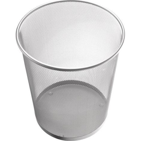 Corbeille à papier métal argent 15 l – Dimensions 26.5 cm Ø x 28 cm H – Design rond pour bureau moderne – Helit