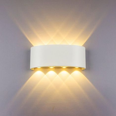 Appliques Murales Intérieur LED 8W Étanche Moderne - Aluminium Blanc - pour Chambre, Maison, Couloir, Salon (Blanc Chaud)