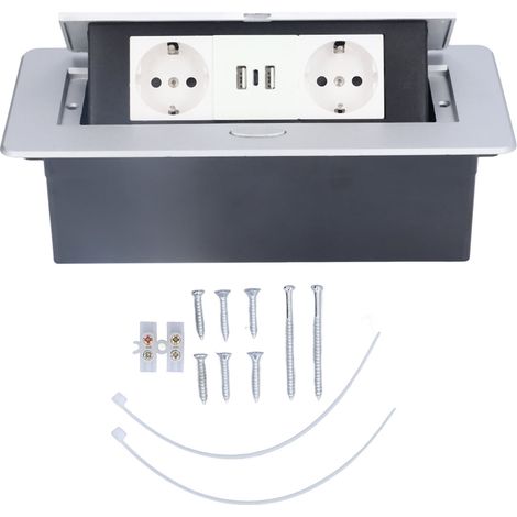 Double prise électrique au sol USB, prise de courant à montage intégré, standard avec type C (1/5)