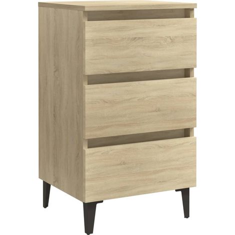 Table de chevet avec pieds en métal Chêne sonoma 40x35x69 cm (1/5)