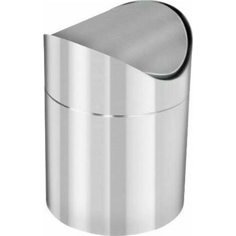 Poubelle avec Couvercle Basculant, élégante Poubelle de Table en Acier Inoxydable, Poubelle Cosmétique Compacte pour la Salle de Bain, Poubelle de Cuisine (Argenté - Acier Inoxydable) (1/5)